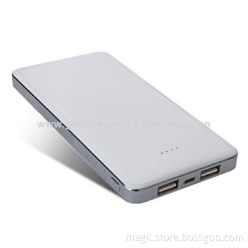 Dual-USB Mini Polymer Power Bank with 10,000mAh Capacity